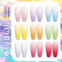 Palet Gel Lukis Padat 9 Warna Tanpa Lap Pigment Gel Blush Ombre Nail Art Seri 4 Warna OEM
