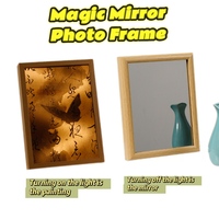 Nouveau design créatif, cadre photo miroir magique vintage, LED, écologique, durable, en bois naturel, à poser sur table, charge USB, décoration d'intérieur