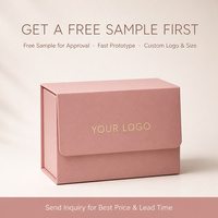Boîte cadeau magnétique rose poudré avec couvercle rabattable, emballage cosmétique de luxe, motif botanique en feuille d'or, pelliculage mat, écologique, personnalisable