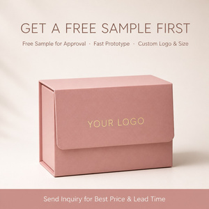 Boîte <span class=keywords><strong>cadeau</strong></span> magnétique rose poudré avec couvercle rabattable, emballage cosmétique de luxe, motif botanique en feuille d'or, pelliculage mat, écologique, personnalisable - Product Image 6