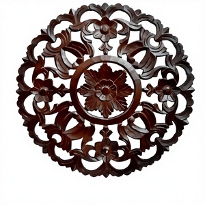 Décoration Murale Artistique Intelligente en Bois Sculpté à la Main, Scènes Naturelles Modernes Rondes, Panneau Mural en Bois Ingénierie Botanique pour la Maison - Product Image 1