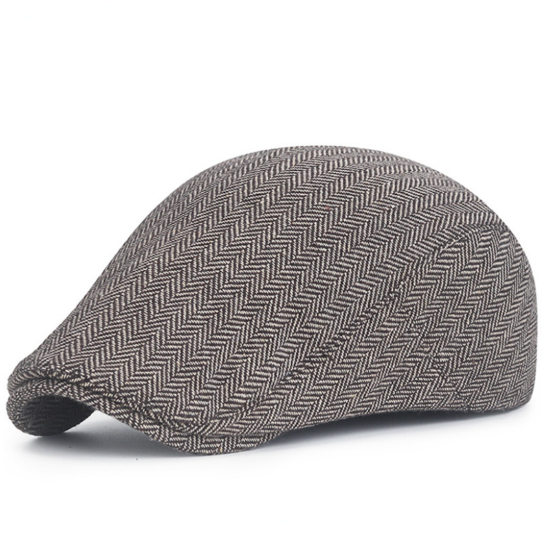 Tweed cổ điển màu xám xương cá Mũ Newsboy Mũ Irish Mũ Lưỡi Trai phẳng