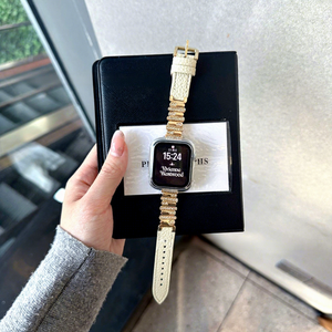 Bracelet en cuir pour montres Series 11/10 SE et 89 Pro, design irrégulier haut de gamme avec fermoir à ardillon - Product Image 5