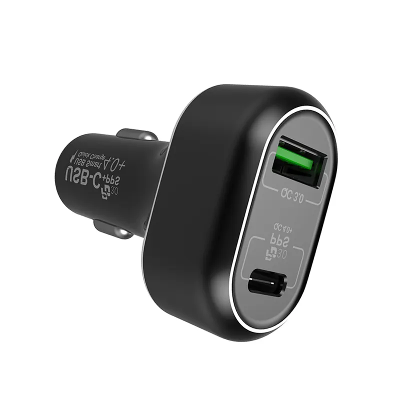 63W USB C Car Charger PD 45W Fast Charge Dual Port Type C and QC3.0 USB A Mobile Cargador Carro Lighter Adapter Base for iPhone