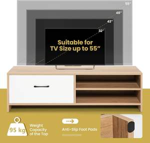 モダンな2層収納55インチテレビスタンド木製エンターテインメントメディアキャビネット引き出し付き寝室用テレビコンソールテーブル - Product Image 4