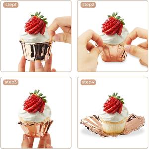 Rolled Edge Muffin Cups 50 Pcs Gold Silver Rose Gold Aluminum Foil Oven Safe Cake Tools - Product Image 4
