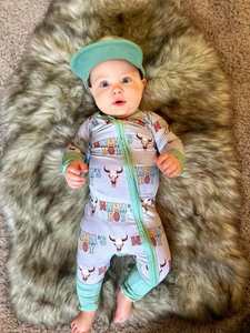 Pyjama bébé en bambou personnalisé avec impression d'usine, grenouillère bébé en bambou, combinaison bébé convertible à double fermeture éclair en bambou - Product Image 6