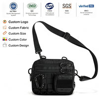 Sac messager tactique noir personnalisé BSCI pour homme, petit sac bandoulière