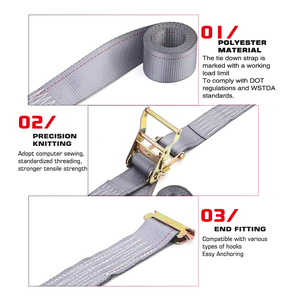 Sangle à cliquet E-Track 50 mm 4400 LBS <span class=keywords><strong>pour</strong></span> fixation de cargaison, 100 % polyester, acier allié, certifiée CE, 10/12/15 pieds, <span class=keywords><strong>pour</strong></span> utilisation en logistique et sur fourgonnettes - Product Image 5