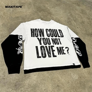 T-shirt Streetwear Oversize Court à Manches Longues en Coton 100% avec Impression Sérigraphique Double Couche Effet Délavé Vintage Personnalisé - Product Image 3