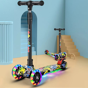 Patinete Plegable de Tres Ruedas para Niños con Altura Ajustable, Luces LED e Iluminación, Juguete Deportivo de Equilibrio - Product Image 5