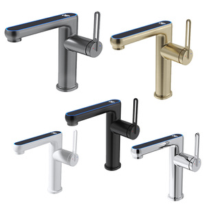 Robinet de lavabo en cuivre avec affichage numérique, mitigeur monotrou à valve de 35 mm pour lavabo de salle de bain - Product Image 2