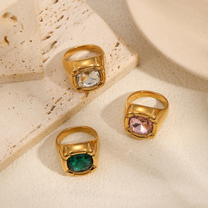 แหวนแฟชั่นผู้หญิงทรงเรขาคณิตประดับเพชรซิร์คอนทรงรี ของขวัญเครื่องประดับ แหล่งผลิตอี้หวู่ รุ่น TR4371 - Product Image 2