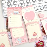 Bloc-notes A7 style Ins rose, motif gâteau, très esthétique, déchirable, pour étudiants, carnet de notes