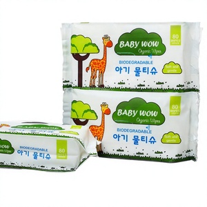 Lingettes pour bébé Baby Wow, bio, non tissées, 80 unités, jetables, parfumées, biodégradables, douces, nettoyantes, pour adultes - Product Image 1