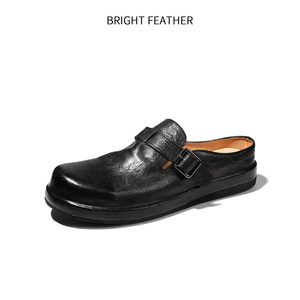 Sandales <span class=keywords><strong>Birkenstock</strong></span> pour hommes en cuir véritable noir, style simple, avec embout, en cuir de cheval, à enfiler, respirantes, semelle souple, décontractées pour l'été - Product Image 6