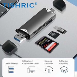 6-in-1 USB3.0 TF / SD Speicherkartenleser Typ-C / Micro-<span class=keywords><strong>USB</strong></span>-Adapter Hochgeschwindigkeits-Kartenleser für PC Laptop Smartphone Zubehör - Product Image 4