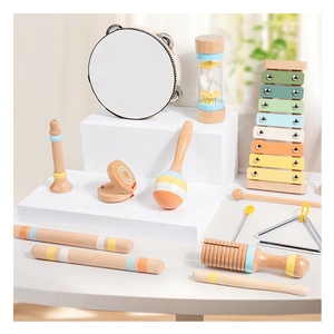 Juego de Juguetes Musicales Educativos de Tambor de Madera al por Mayor para el Desarrollo Auditivo de los Niños, Iluminación Vocal, 8 Piezas, Ecológico - Product Image 1