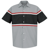 Chemise de travail à manches courtes à rayures réfléchissantes haute visibilité en coton, demi-boutonnée, pour service automobile et agriculture, vente en gros avec logo