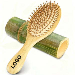사용자 정의 로고 마사지 헤어 브러시 두피 친절한 개인 로고 엉킴 분리 상자 포장 헤어 브러시 대나무 대나무 - Product Image 1
