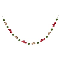 Guirlandes de Noël Zaves en polyester rouge et vert, drapeaux de voiture de dessin animé, décorations de festival, 135 cm