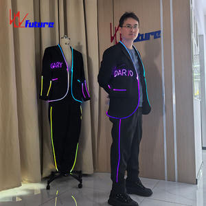 Costume lumineux LED pour <span class=keywords><strong>homme</strong></span>, ensemble veste et pantalon vert lumineux, nom personnalisé pour la scène de fête, DJ, club, <span class=keywords><strong>tenue</strong></span> de performance - Product Image 3