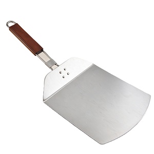 Collapsible Pizza Cutter Red Rubber Wood Handle 430 Stainless Steel High-Temperature Resistant Sustainable Baking Restaurants - Product Image 1