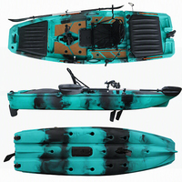 Kayak de pêche monoplace 10,5 pieds avec propulsion multi-moteurs, utilisable avec pédalier et moteur, en HDPE, certifié CE