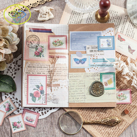 Autocollant Vintage Kawaii imprimé fleurs, étiquette Scrapbooking décoratif pour Journal, DIY bricolage