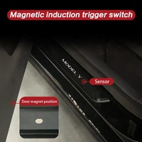 Plaques de seuil de porte personnalisées en fibre de carbone noir argent avec logo personnalisé, protections de seuil de porte de voiture avec lumière LED pour Tesla Model 3 Highland