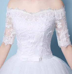 NDC10096 Vestido de <span class=keywords><strong>Novia</strong></span> de Estilo Moderno, Económico, Delgado, Estilo Princesa, Largo hasta el Suelo, con Hombros Descubiertos, Talla Grande 3XL, para Mujer - Product Image 2