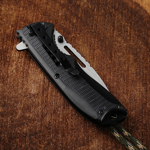 Cuchillo Plegable Táctico de Supervivencia Bochen para Caza y <span class=keywords><strong>Bushcraft</strong></span>, Hoja de Acero Negro, Mango de Plástico con Cuerda - Product Image 5