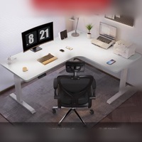 Yazhi Bureau Électrique en L Motorisé, Table Hauteur Réglable en Bois pour Ordinateur Portable, Gaming et Travail