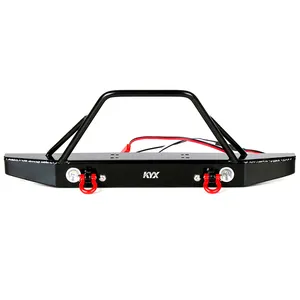 KYX 1/6 escala Axial SCX6 HD RC Crawler piezas de mejora de coche parachoques delantero de Metal con barra de toro Led grillete rojo