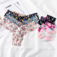 Braguitas con estampado de encaje para mujer, bragas ultrafinas transpirables de talle bajo, lencería floral sexy, ropa interior sin costuras con entrepierna de nailon suave