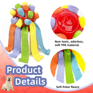 2026 新款豪华经典 TPR 和棉质小狗嗅觉球狗用互动益智玩具 - 耐咬隐藏食物分配器 - Product Image 3
