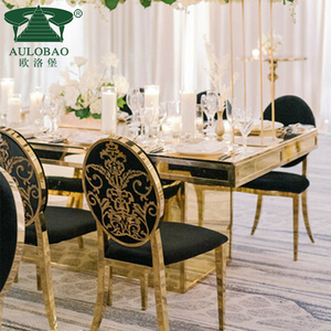 Hotel <b>Gold</b> Round Back Wedding <b>Chair</b> Stainless Steel Stackable Dining Party Event Banquet <b>Chair</b> - Product Image 1