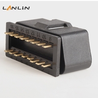 Conector OBD2 Macho de 16 Pines, Chapado en Oro y Níquel, Enchufe de Interfaz OBD Automotriz de 12V