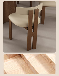 Modern Nordic <strong>Retro</strong> Solid Wood <strong>Dining</strong> <strong>Chair</strong> with Leather Upholstery for Small Apartments - Product Image 5
