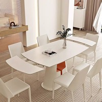 Table à manger moderne simple de luxe légère pliable extensible pour la maison crème blanc pur haut de gamme en pierre