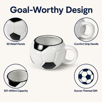 Fußball-Tasse Keramik Kaffeetasse in Fußballform 400ml Geprägte Relief-Optik Handgefertigt Unterglasur Sportfan-Geschenk Büroschreibtisch