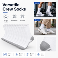 Chaussettes de sport blanches personnalisées avec logo, vente en gros, directement de l'usine, faible MOQ, en coton, talon et bout renforcés, respirantes, marque privée