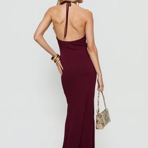 Vestido Maxi Elegante de Verano para Mujer OEM, con Cuello Halter, Espalda Descubierta, Escote en V Profundo, Ajustado, para Fiesta Nocturna o Club, con Fruncido - Product Image 2
