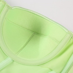 Custom Mint Green Satin <b>Corset</b> Top Strapless Underwire Bustier Crop Top <b>Women</b> Clothing OEM Manufacturer - Product Image 3