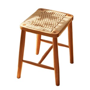 Japanese Style Solid Wood Rope <b>Woven</b> <b>Stool</b> With Rattan Seat Stable Design For Dining Chair Adult Use - Product Image 5