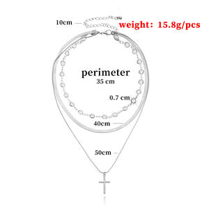 Jewelry Fashion Alloy Pearl <b>Drop</b> <b>Earrings</b> Cross Pendant Unisex Elegant Multi-layer Trendy - Product Image 4