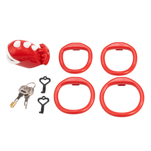 Cage de chasteté courte en résine Rouge Venus Flytrap pour hommes, verrou de pénis masculin pour animaux de compagnie - Product Image 6