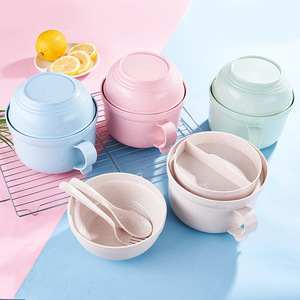 Wheat Straw <b>Lunch</b> <b>Box</b> Round With Lid Insulated Bento <b>Box</b> For Students And Office Use Nordic Colors - Product Image 1