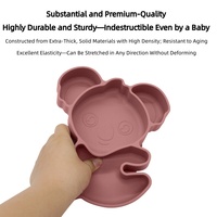 Assiette pour bébé en silicone de qualité alimentaire, motif koala, avec compartiments et ventouse – Écologique et facile à nettoyer