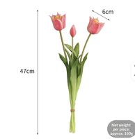 Buket Tulip 3 Tangkai Sentuhan Asli Bunga Artificial Dekorasi Ruang Tamu Pesta Acara Kembali ke Sekolah Hiasan Meja Tulip